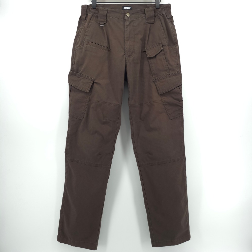 CQR Men Tactical Cargo Pants 34x34 Brown Ripstop Hiking Work Trousers